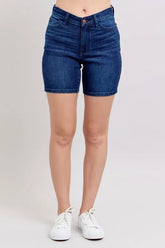 Judy Blue Full Size High Waist V-Front Bermuda Plus Size OutfitFlow